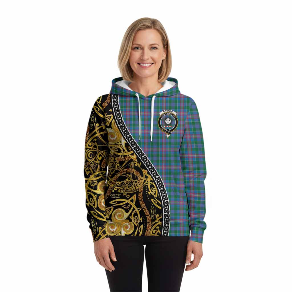 Pitcairn Tartan Crest Hoodie Celtic Knot and Triple Trickle Spiral Symbols