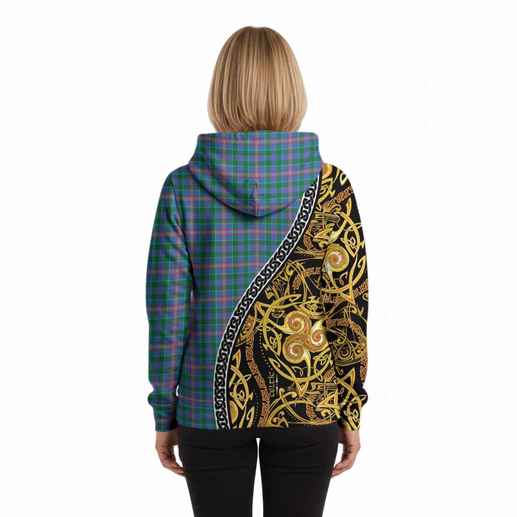 Pitcairn Tartan Crest Hoodie Celtic Knot and Triple Trickle Spiral Symbols