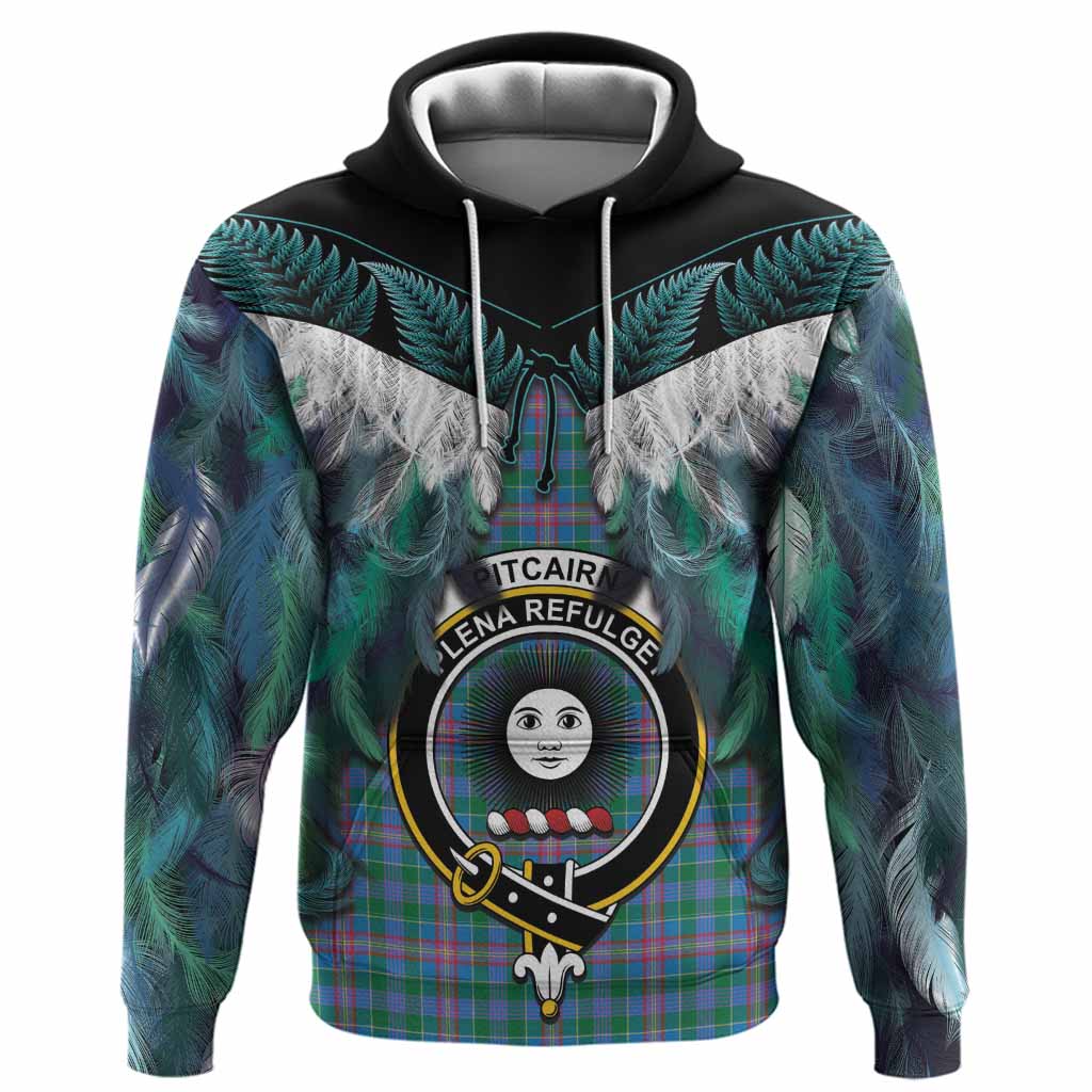 Pitcairn Tartan Crest Hoodie New Zealand Maori Korowai Cloak