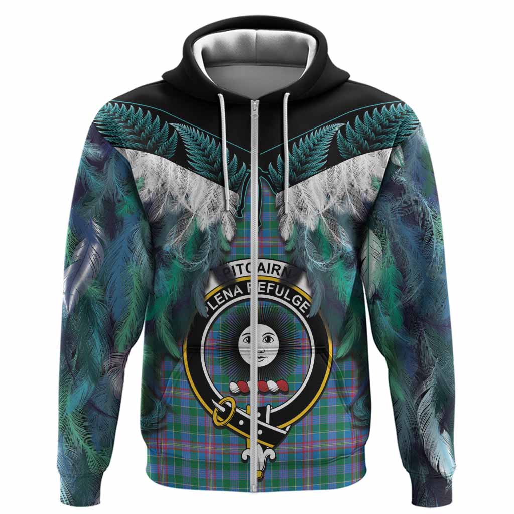 Pitcairn Tartan Crest Hoodie New Zealand Maori Korowai Cloak