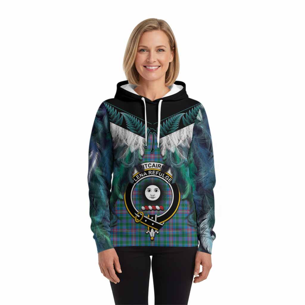 Pitcairn Tartan Crest Hoodie New Zealand Maori Korowai Cloak