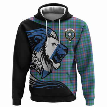 Pitcairn Tartan Crest Hoodie Scottish Golden Lions Wave Flow