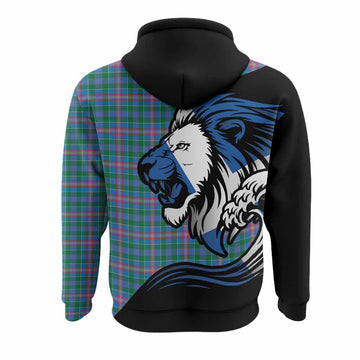 Pitcairn Tartan Crest Hoodie Scottish Golden Lions Wave Flow