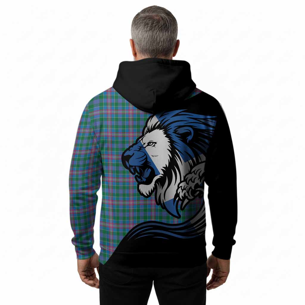 Pitcairn Tartan Crest Hoodie Scottish Golden Lions Wave Flow