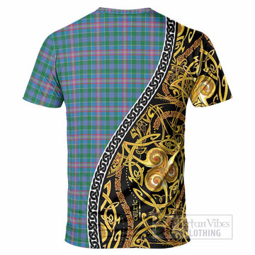 Pitcairn Tartan Crest T-Shirt Celtic Knot and Triple Trickle Spiral Symbols