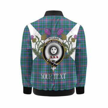 Pitcairn Tartan Family Crest Kid Bomber Jacket Scottish Burns Night Thistle Floral