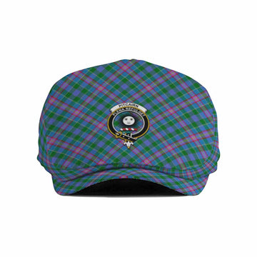 Pitcairn Tartan Flat Cap, Jeff Cap Cross Style with Family Crest