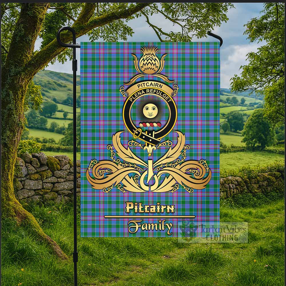 Pitcairn Tartan Garden Flag with Highland Thistle Cherish Family Crest Style - Tartan Vibes Clothing