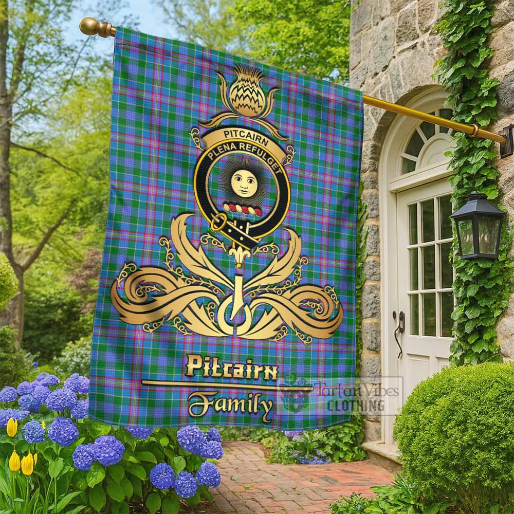 Pitcairn Tartan Garden Flag with Highland Thistle Cherish Family Crest Style - Tartan Vibes Clothing