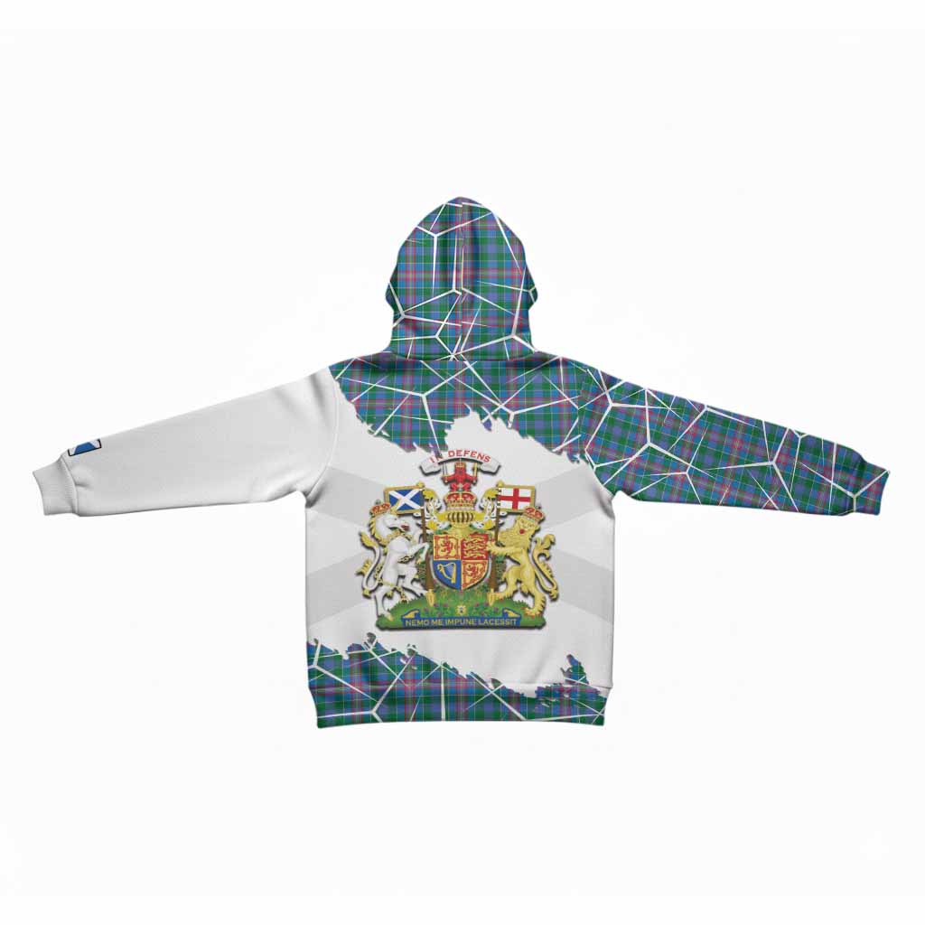 Pitcairn Tartan Kid Hoodie with Family Crest and Lion Rampant Grunge Style