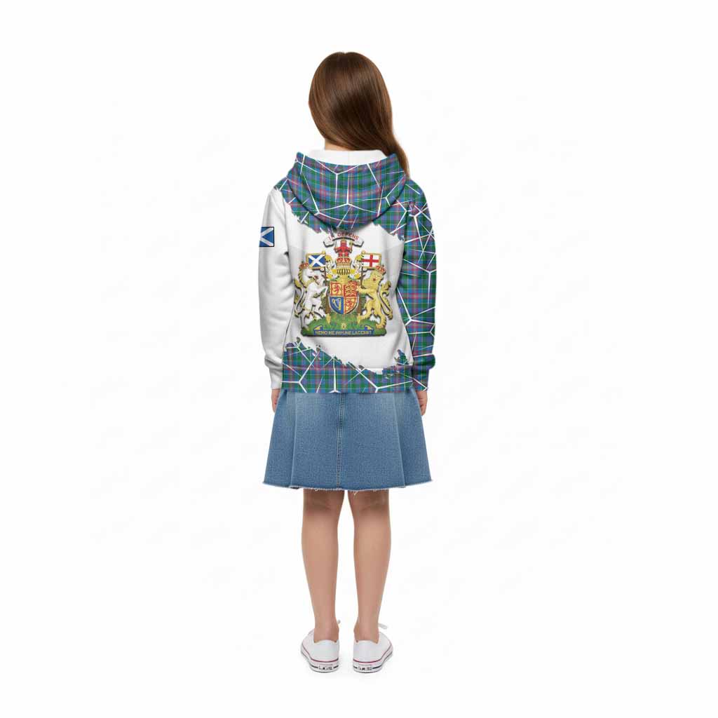 Pitcairn Tartan Kid Hoodie with Family Crest and Lion Rampant Grunge Style