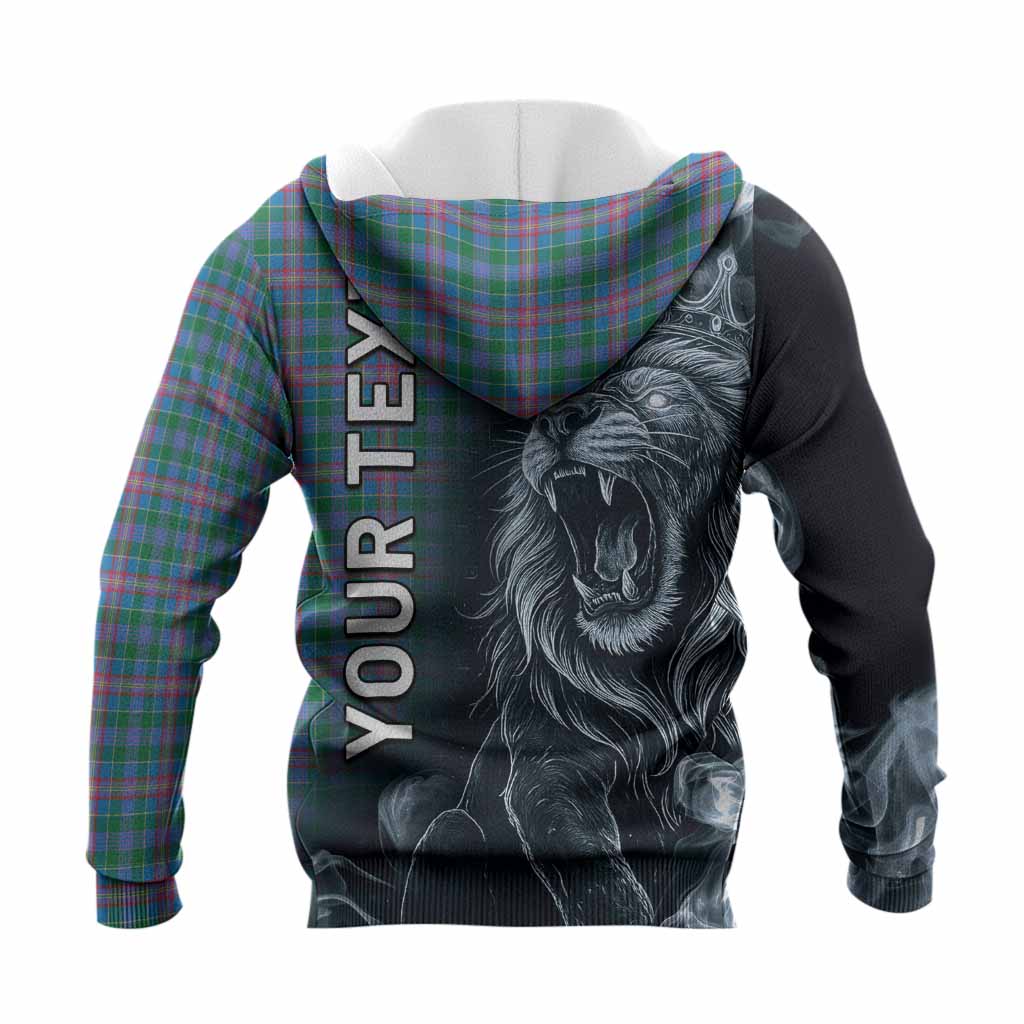 Pitcairn Tartan Knitted Hoodie Roaring Lion Heritage