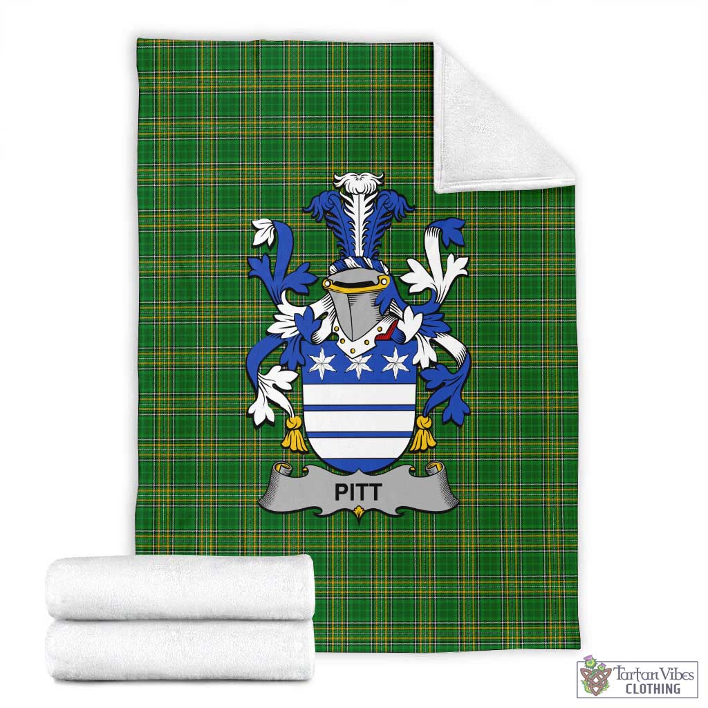 Pitt Irish Clan Tartan Blanket with Coat of Arms X-Large 59 x 79 inches 150 x 200 cm - Tartan Vibes Clothing