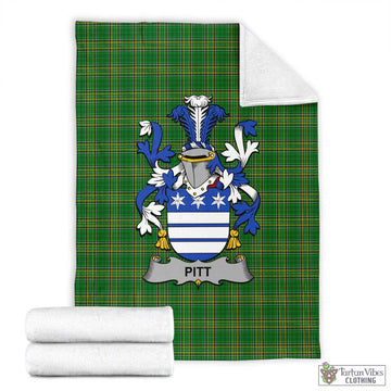 Tartan Vibes Clothing Pitt Irish Clan Tartan Blanket with Coat of Arms