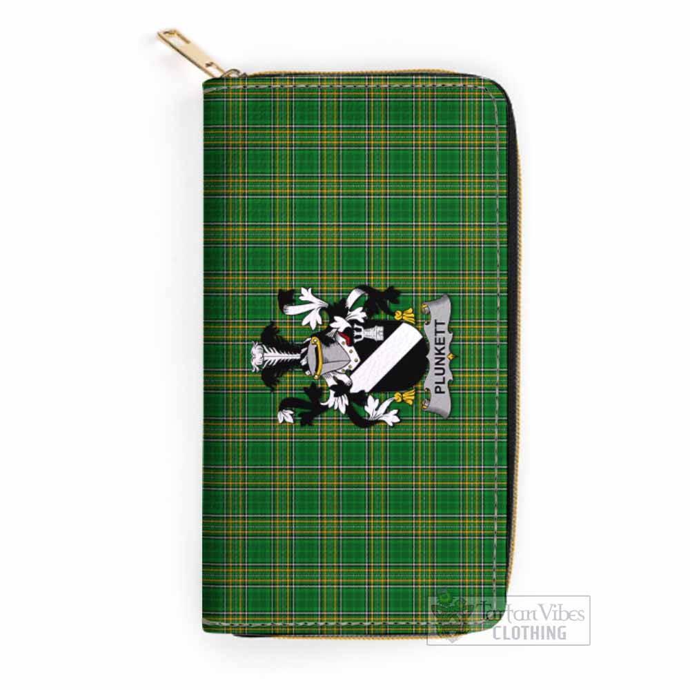 Plunkett Irish Clan Tartan Women's Leather Wallet with Coat of Arms One Size 19.7*10.5*3.5 cm - Tartan Vibes Clothing