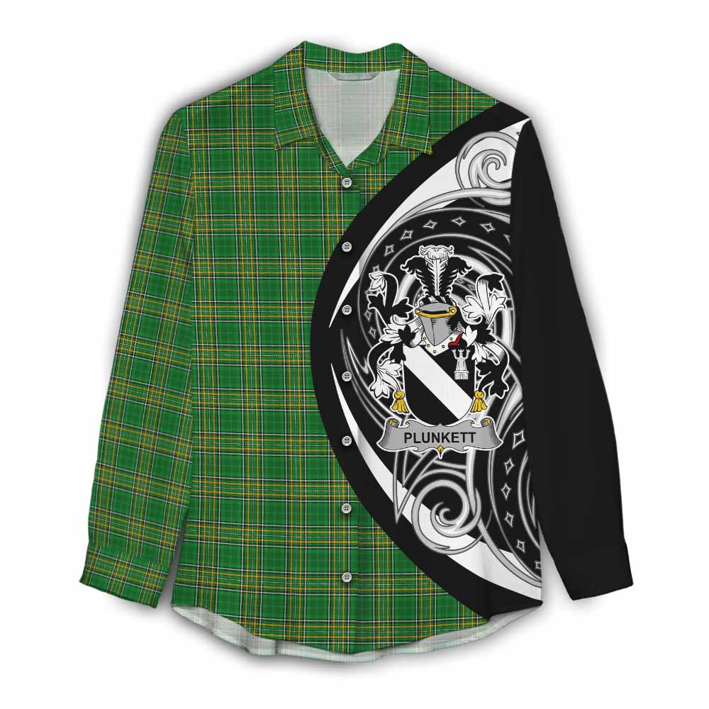 Tartan Vibes Clothing Plunkett Irish Clan Women's Casual Shirt Celtic Circle Style
