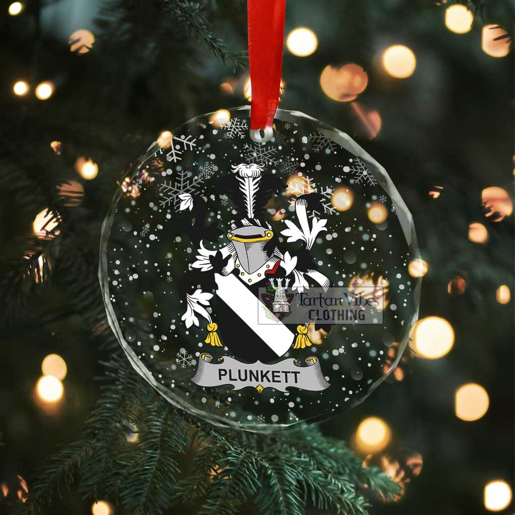 Plunkett Irish Clan Christmas Glass Ornament with Coat of Arms - 2D-tartanvibesclothing
