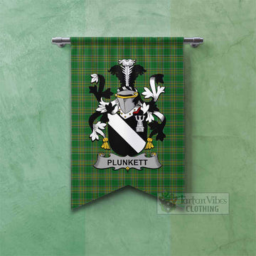 Plunkett Irish Clan Tartan Gonfalon, Tartan Banner with Coat of Arms