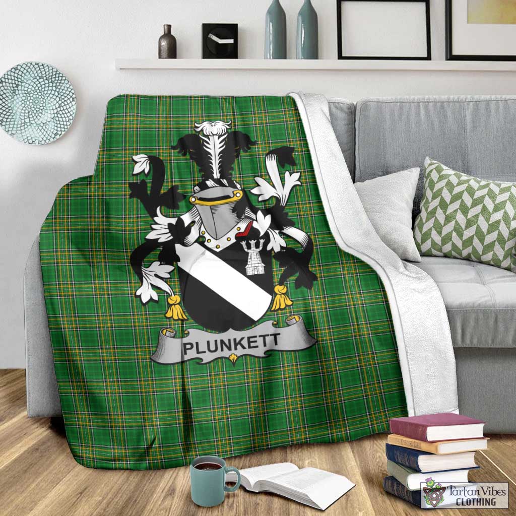 Plunkett Irish Clan Tartan Blanket with Coat of Arms - Tartan Vibes Clothing