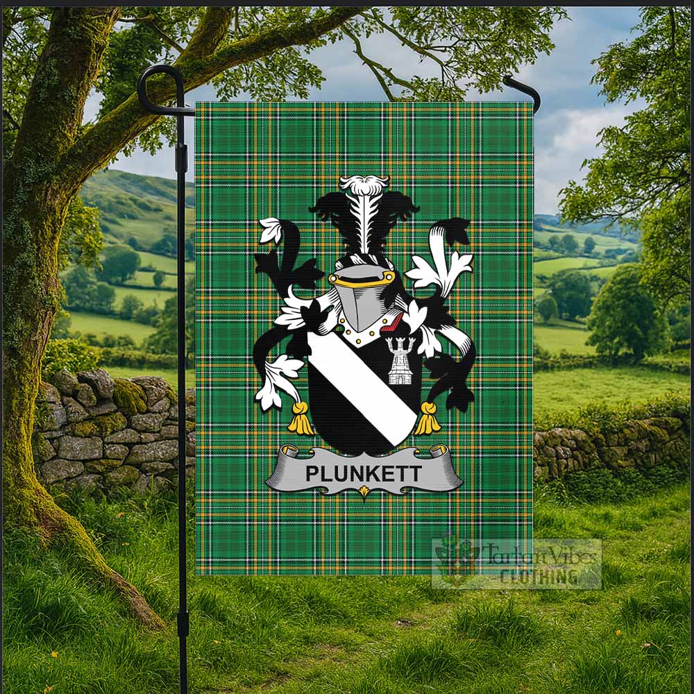 Plunkett Irish Clan Tartan Flag with Coat of Arms