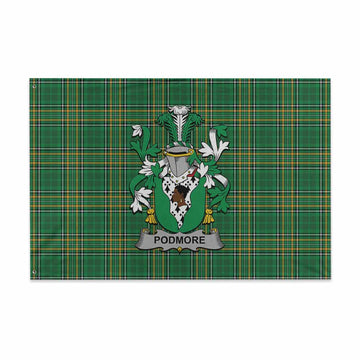 Podmore Irish Clan Tartan House Flag with Coat of Arms