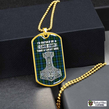 Tartan Vibes Clothing Polaris Tartan Dog Tag Necklace Viking Mjolnir Style