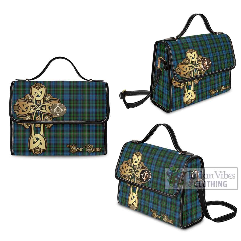 Tartan Vibes Clothing Polaris Tartan Waterproof Canvas Bag Golden Thistle Celtic Cross Style
