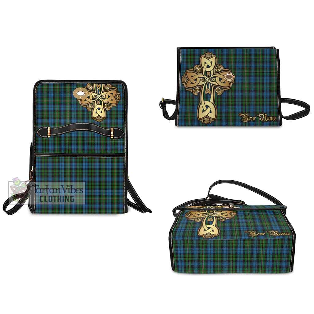 Tartan Vibes Clothing Polaris Tartan Waterproof Canvas Bag Golden Thistle Celtic Cross Style