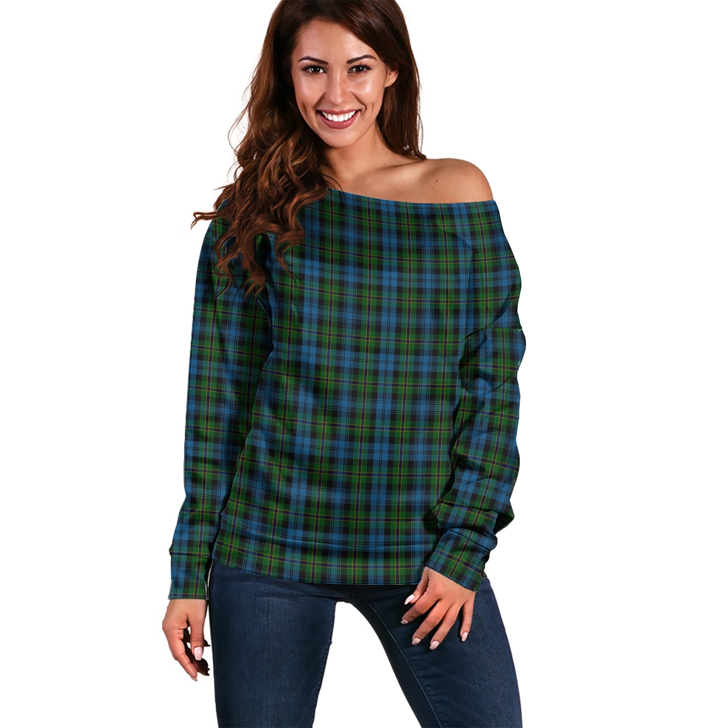 Polaris Military Tartan Off Shoulder Women Sweater Women - Tartanvibesclothing
