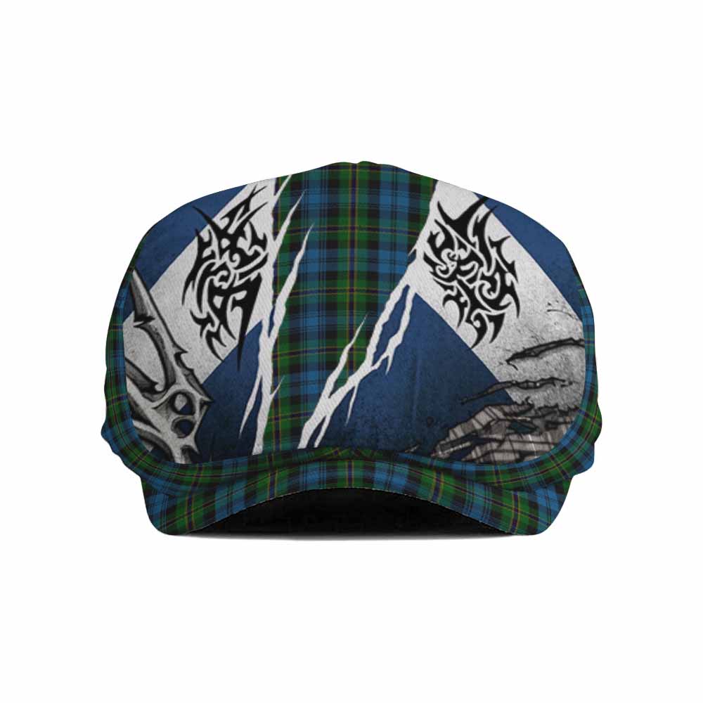 Polaris Tartan Flat Cap, Jeff Cap Scotland Flag Ripped Tribal Design