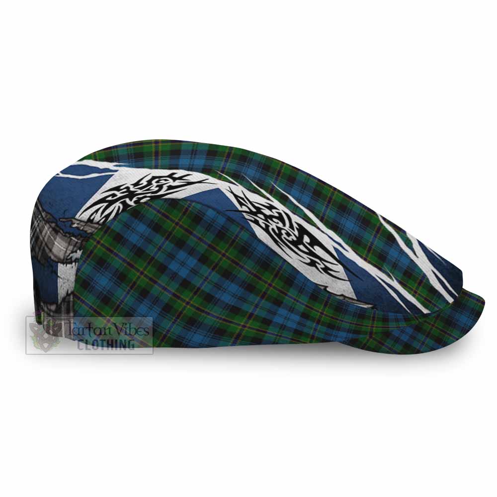 Polaris Tartan Flat Cap, Jeff Cap Scotland Flag Ripped Tribal Design