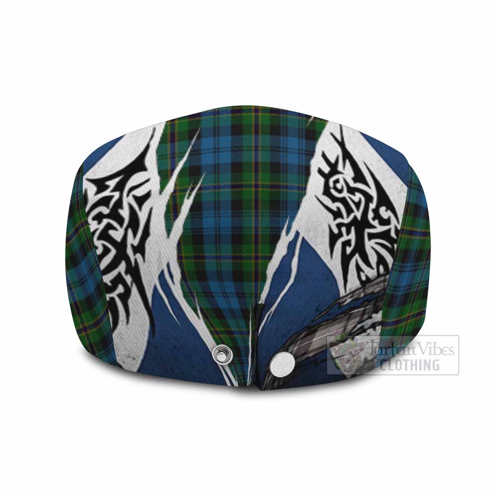 Polaris Tartan Flat Cap, Jeff Cap Scotland Flag Ripped Tribal Design