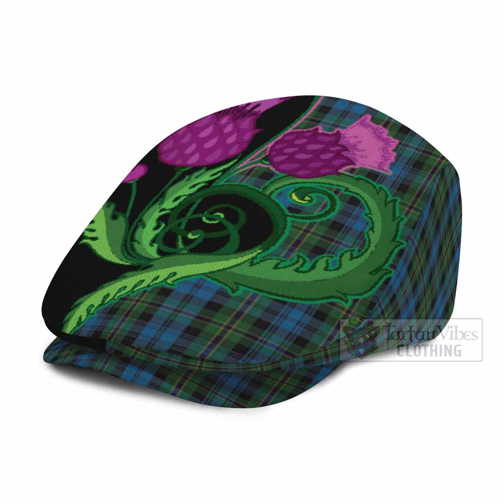 Polaris Tartan Flat Cap, Jeff Cap Traditional Scottish Thistle