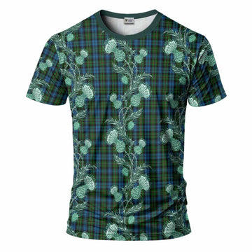 Polaris Tartan T-Shirt Seamless Scottish Thistle Flowers