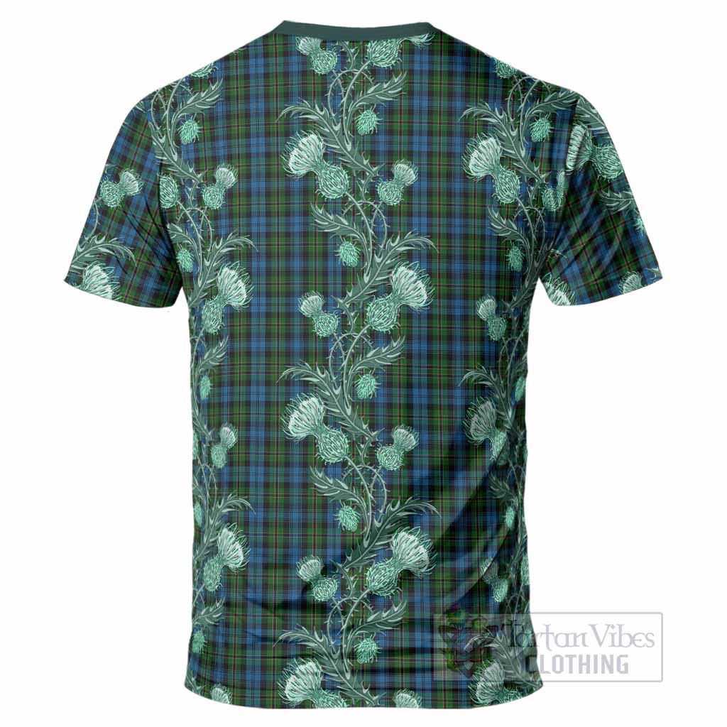 Polaris Tartan T-Shirt Seamless Scottish Thistle Flowers