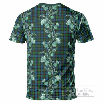 Polaris Tartan T-Shirt Seamless Scottish Thistle Flowers