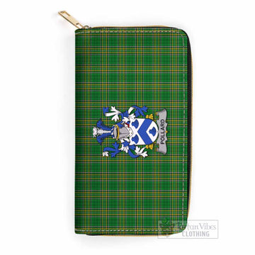 Tartan Vibes Clothing Pollard Irish Clan Tartan Women's Leather Wallet with Coat of Arms