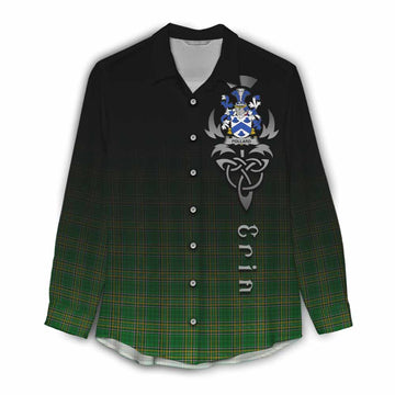 Pollard Irish Clan Women's Casual Shirt with Coat of Arms Erin Go Bragh Celtic Inspired Female - Tartan Vibes Clothing