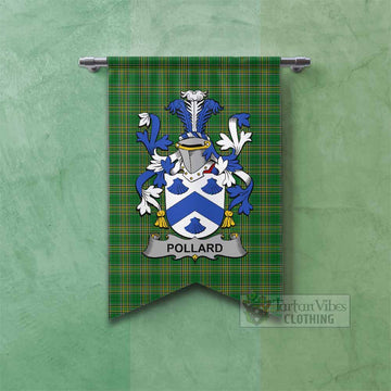 Tartan Vibes Clothing Pollard Irish Clan Tartan Gonfalon, Tartan Banner with Coat of Arms