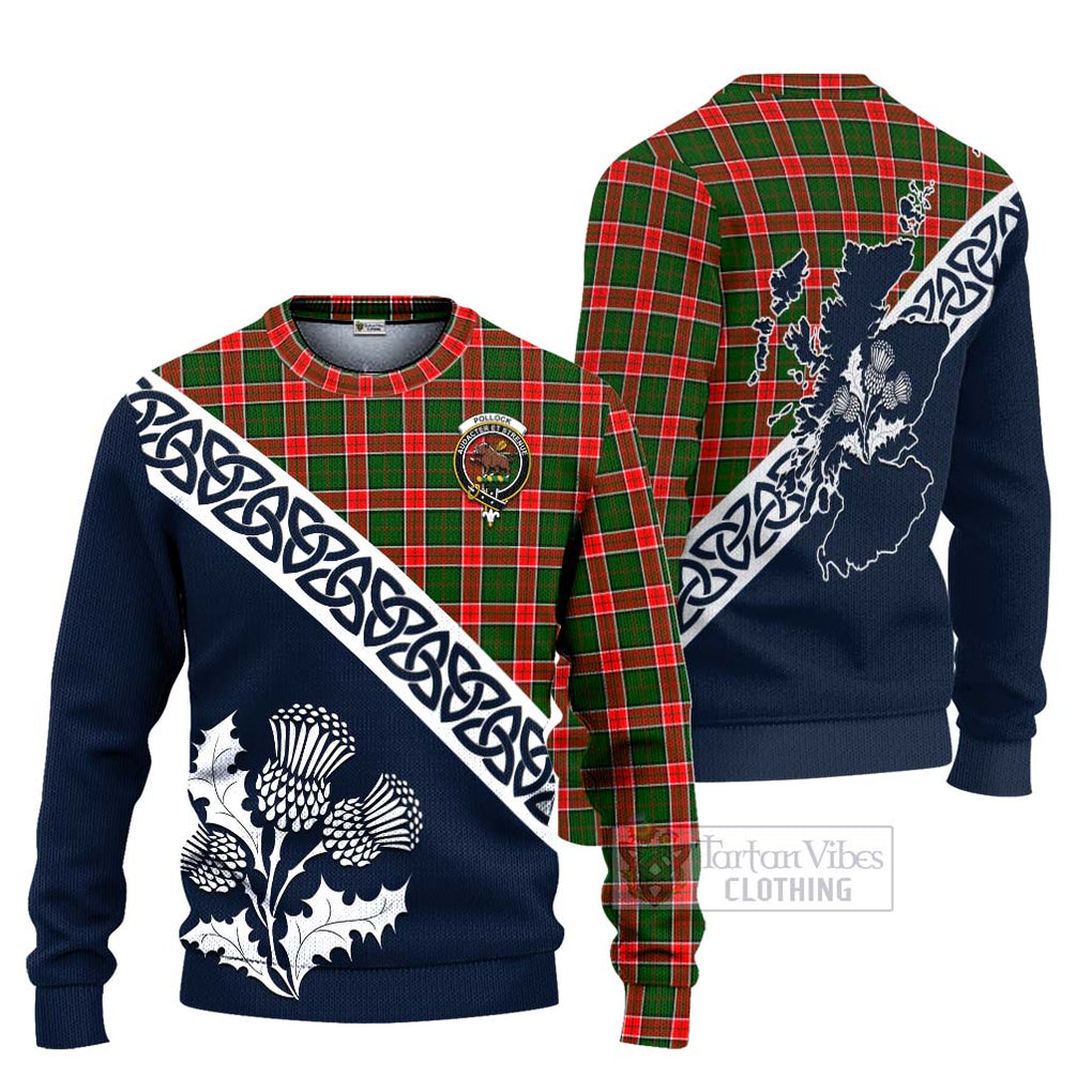 Pollock Tartan Ugly Sweater Featuring Thistle and Scotland Map Unisex - Tartan Vibes Clothing