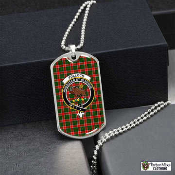 Tartan Vibes Clothing Pollock Tartan Dog Tag Necklace with Family Crest
