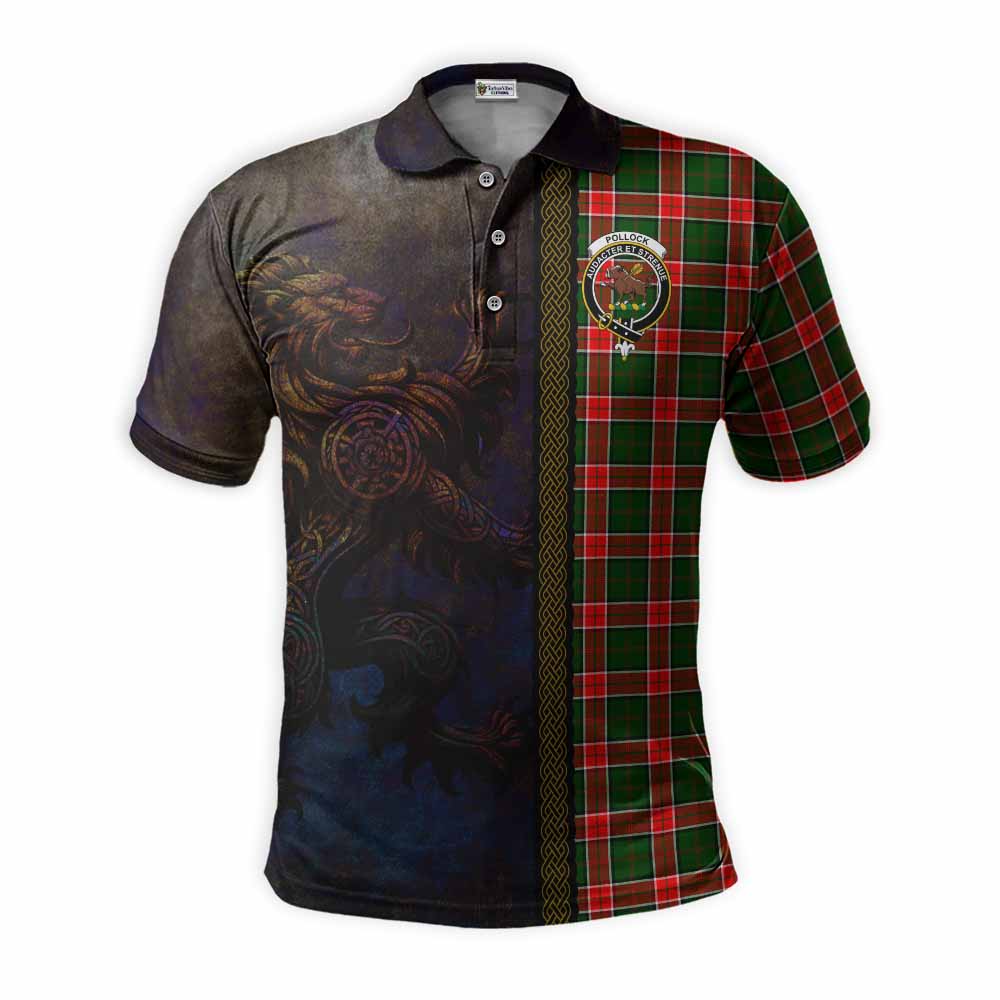 Pollock Tartan Family Crest Polo Shirt Alba Gu Brath Be Brave Lion Ancient Style Kid - Tartan Vibes Clothing