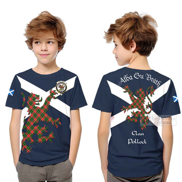 Pollock Tartan Lion Rampant Kid T-Shirt Proudly Display Your Heritage with Alba Gu Brath and Clan Name Youth XL Size14 - Tartan Vibes Clothing