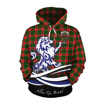 Pollock Tartan Cotton Hoodie with Alba Gu Brath Regal Lion Emblem Pullover Hoodie XS - Tartan Vibes Clothing