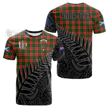 Tartan Vibes Clothing Pollock Crest Tartan Cotton T-shirt with New Zealand Silver Fern Half Style