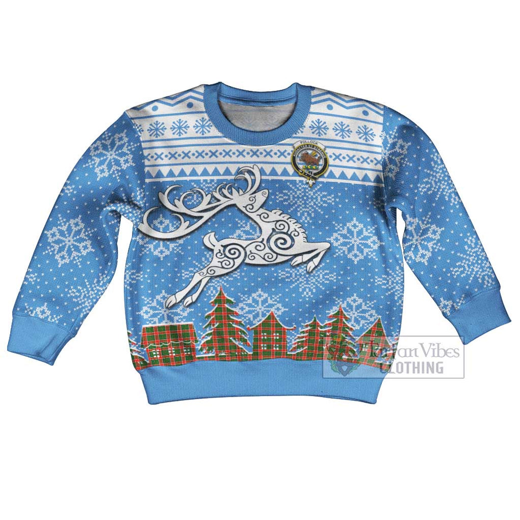 Pollock Clan Christmas Kid Ugly Sweater with Tartan and Celtic Reindeer Style Kid - Tartan Vibes Clothing