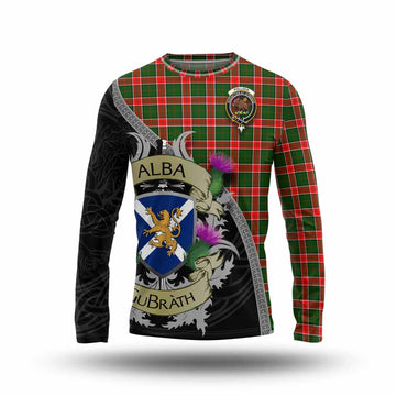 Pollock Tartan Family Crest Long Sleeve T-Shirt Lion Rampant Royal Thistle Shield Celtic Inspired Unisex - Tartan Vibes Clothing