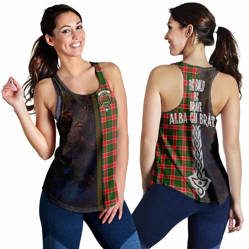 Pollock Tartan Family Crest Women's Racerback Tanks Alba Gu Brath Be Brave Lion Ancient Style 4XL - Tartan Vibes Clothing