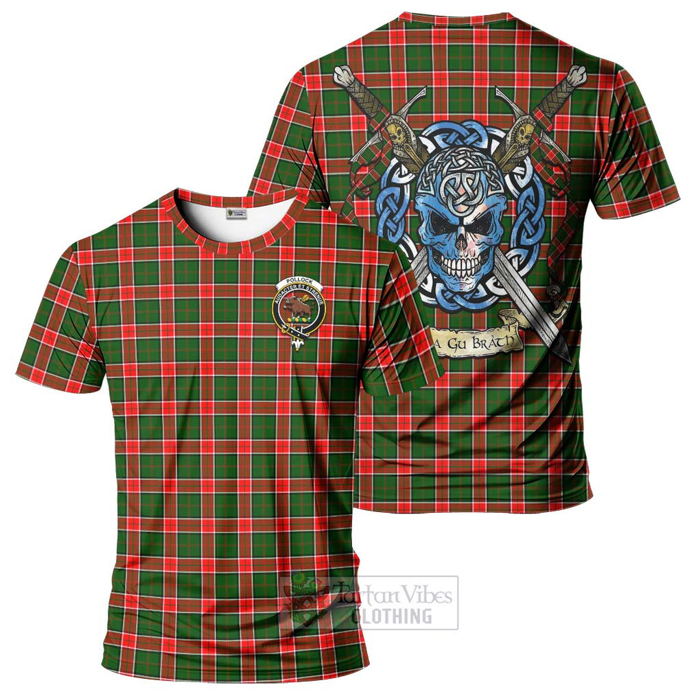 Pollock Tartan T-Shirt with Family Crest Celtic Skull Style Kid's Shirt - Tartan Vibes Clothing