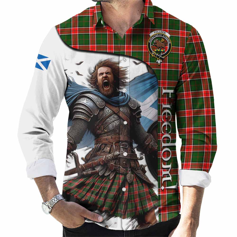 Pollock Crest Tartan Long Sleeve Button Shirt Inspired by the Freedom of Scottish Warrior Men's Shirt S - Tartan Vibes Clothing